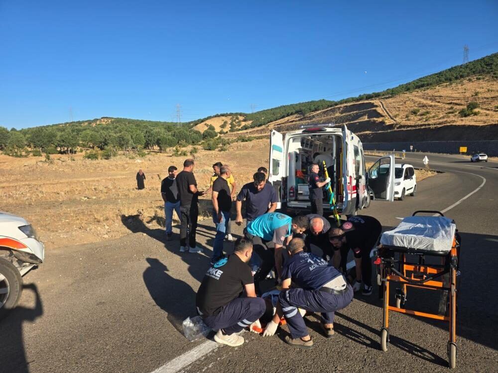 Bingöl'ün Sancak ilçesinde kamyonet şarampole yuvarlandı, 3 kişi yaralandı
